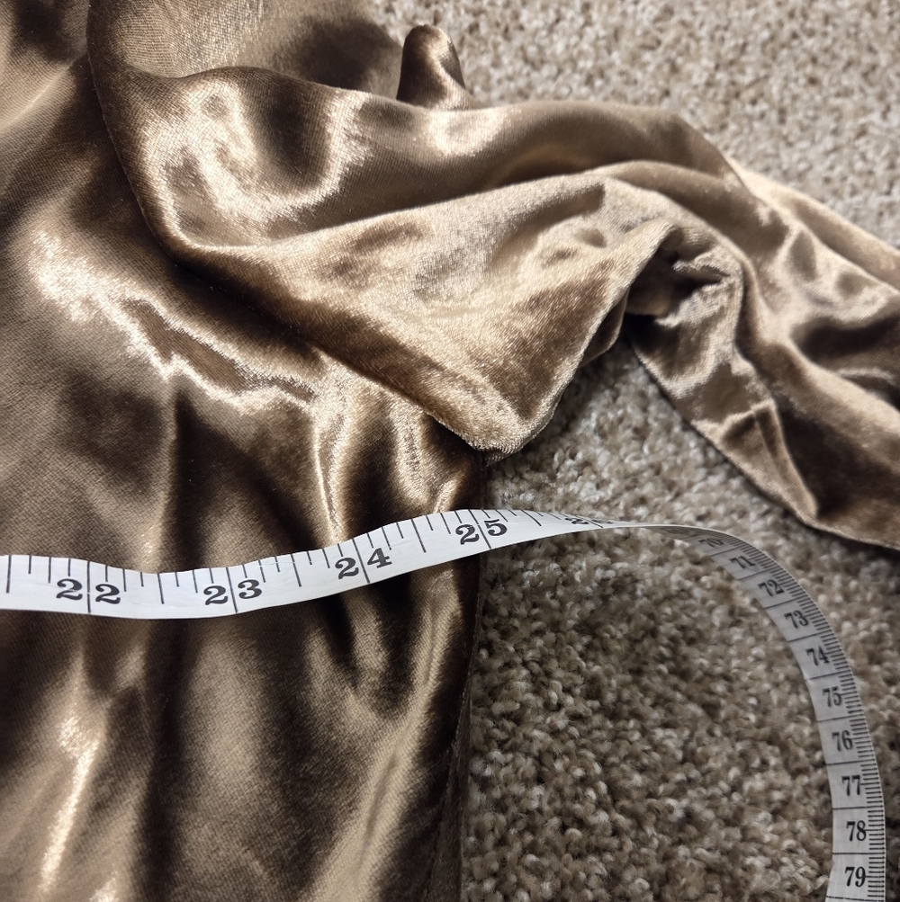 Vince Bias Long Sleeve Shirt Gold Velour Button Down Blouse Women's Size 1X - Picture 8 of 9